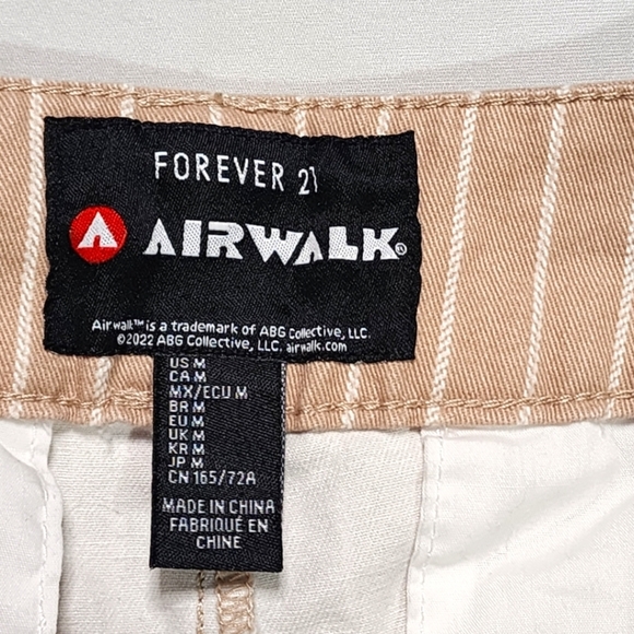 Airwalk Size Medium Straight Midrise Trousers White Stripe Creme - Picture 3 of 3
